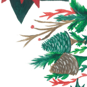 Winter Poinsetta and Holly Bookmark